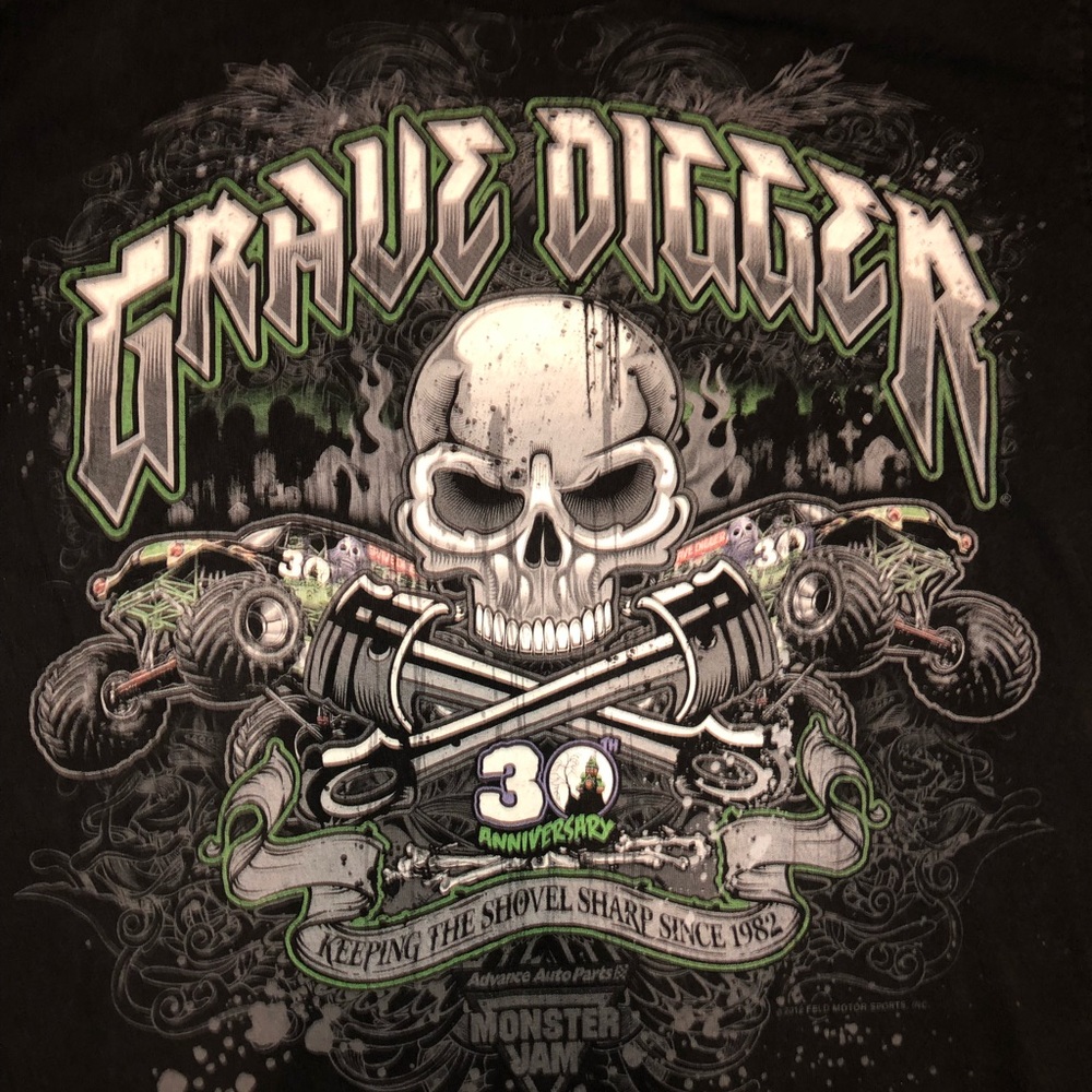 2012 Monster Jam Grave Digger Skull Graphic Shirt - Picture 2 of 5